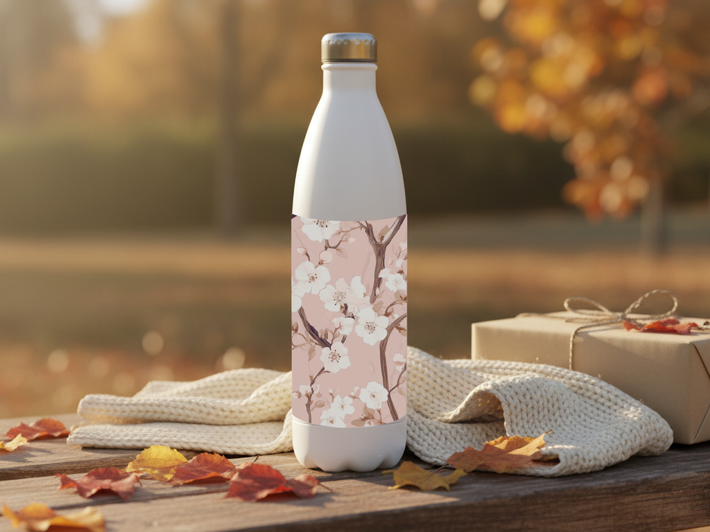 Sakura Petal Journey Water Bottle with Personalized Name