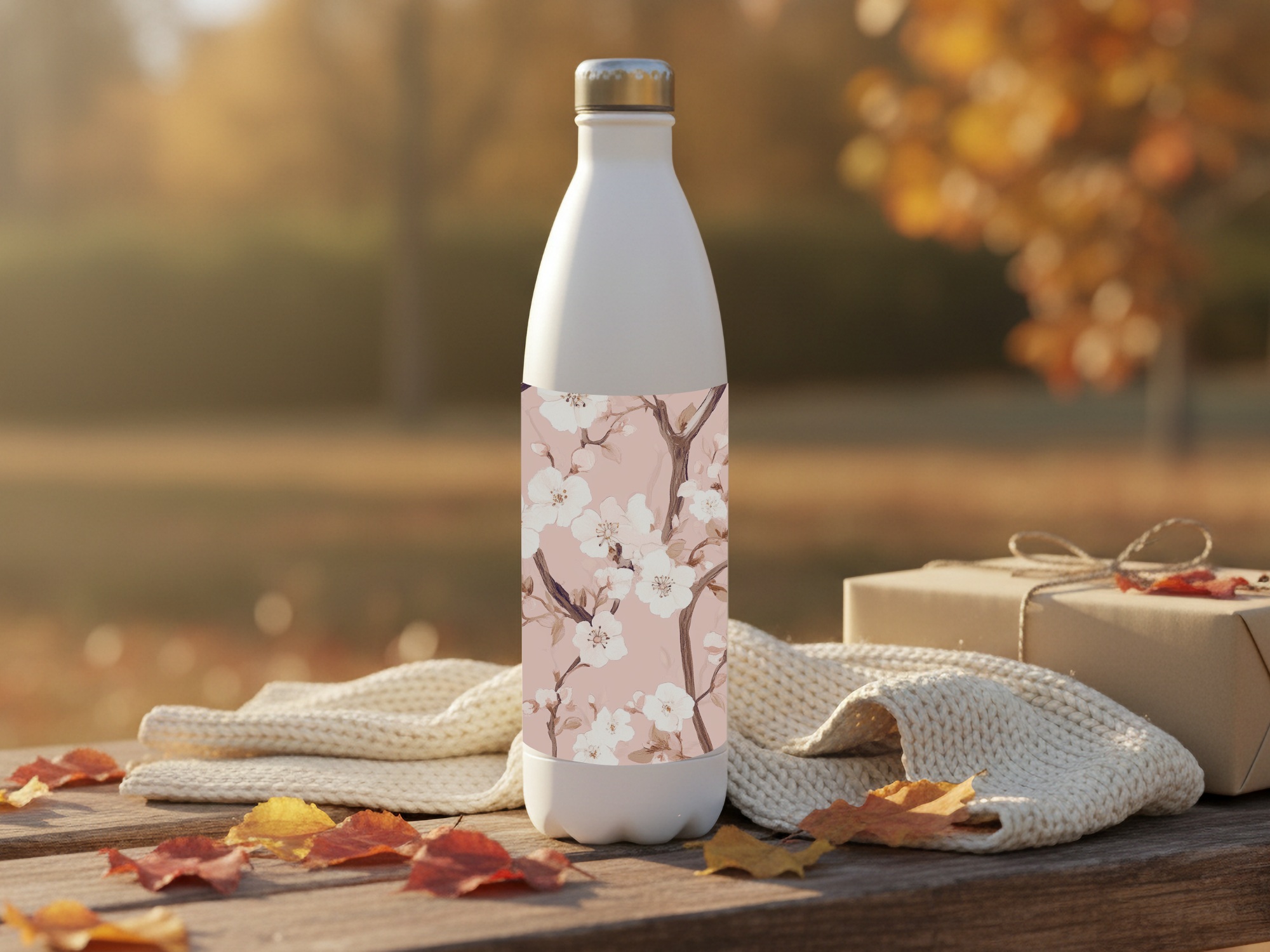 Sakura Petal Journey Water Bottle with Personalized Name