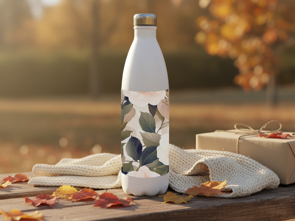 Personalized Floral Stainless Steel Water Bottle for Blossom Terrace Adventures