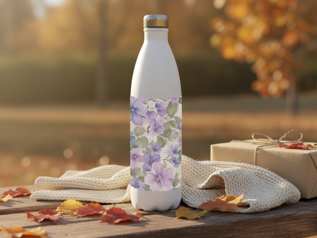 Periwinkle Garden Custom Name Refreshment Bottle