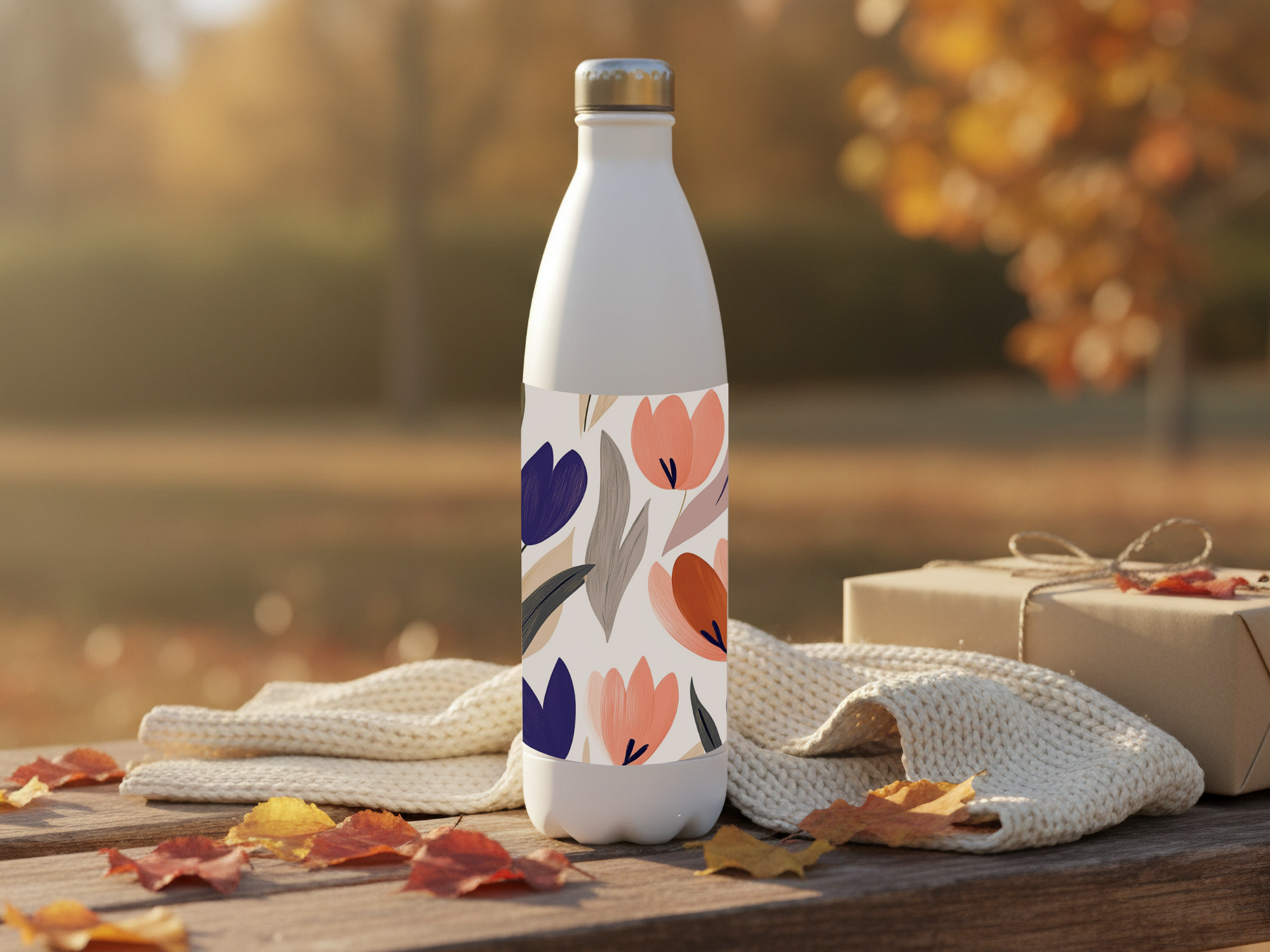 Tulip Stainless Steel Water Bottle Personalized for Spring Garden Rambles
