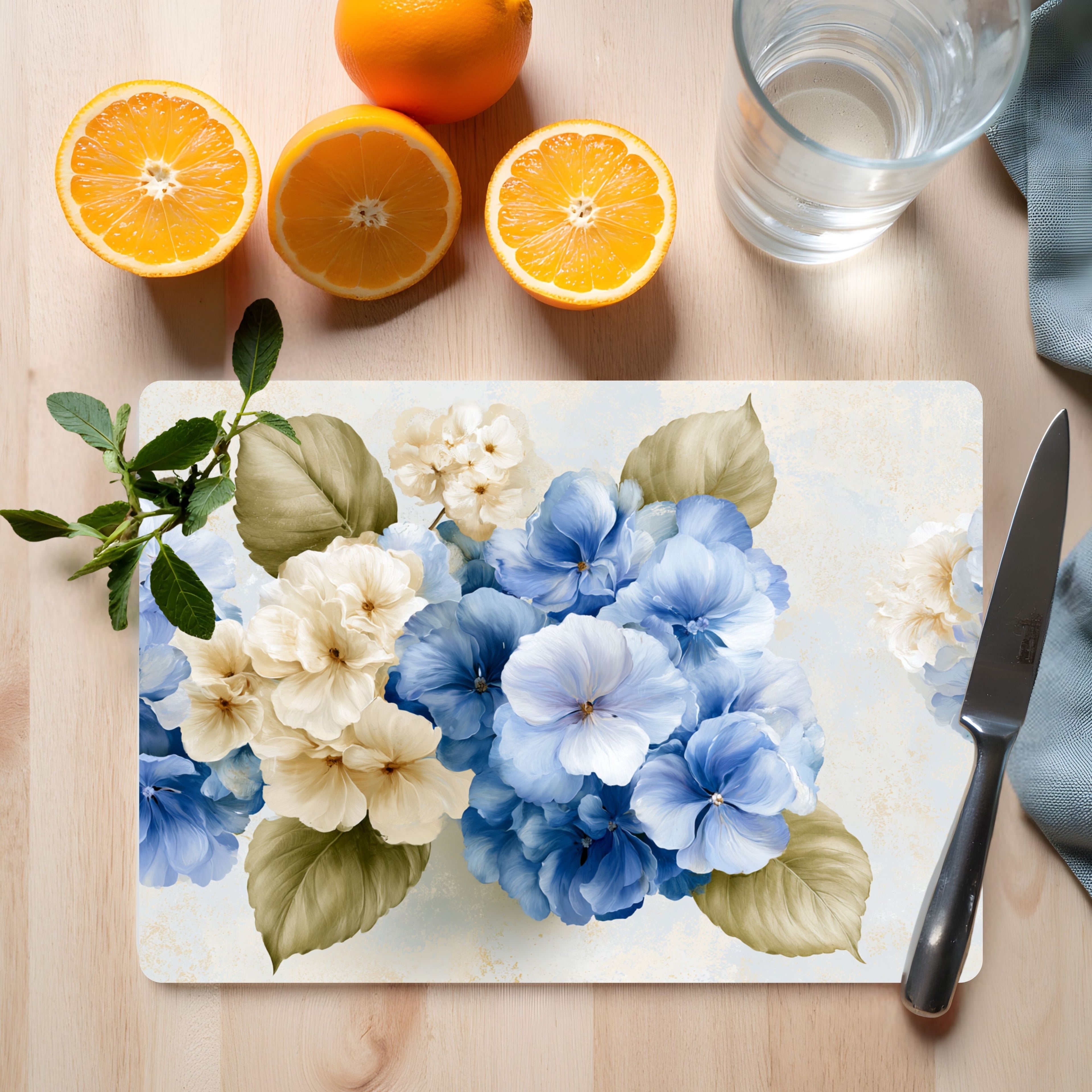 Hydrangea Harvest Glass Display Board Customized for Charming Cottage Entertaining