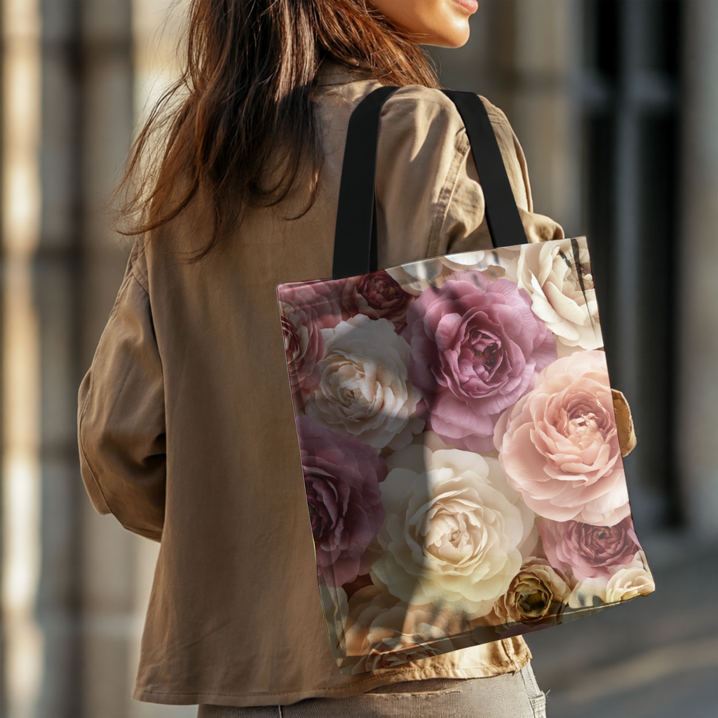 Custom Floral Everyday Tote Bag with Personalized Name for Shopping & Travel