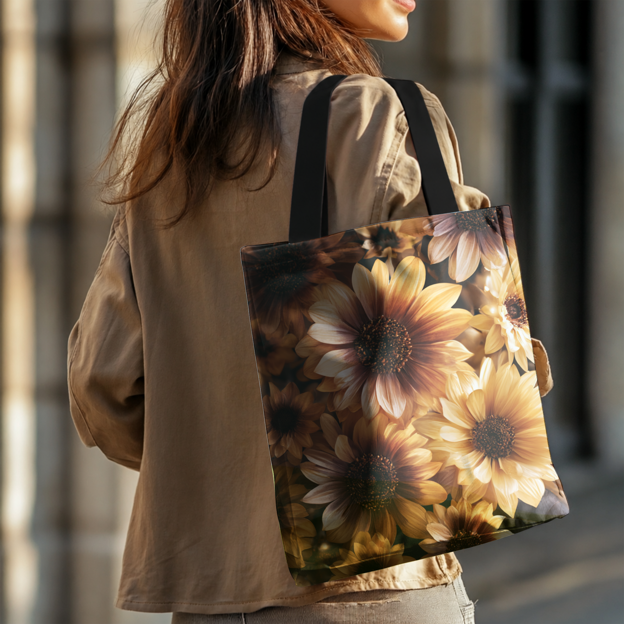 Personalized Flower Market Tote Bag with Custom Name for Shopping & Daily Carry