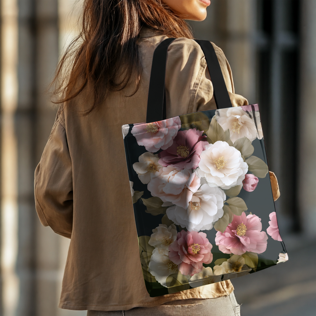 Custom Botanical Tote Bag with Personalized Name for Shopping, Travel & Daily Carry