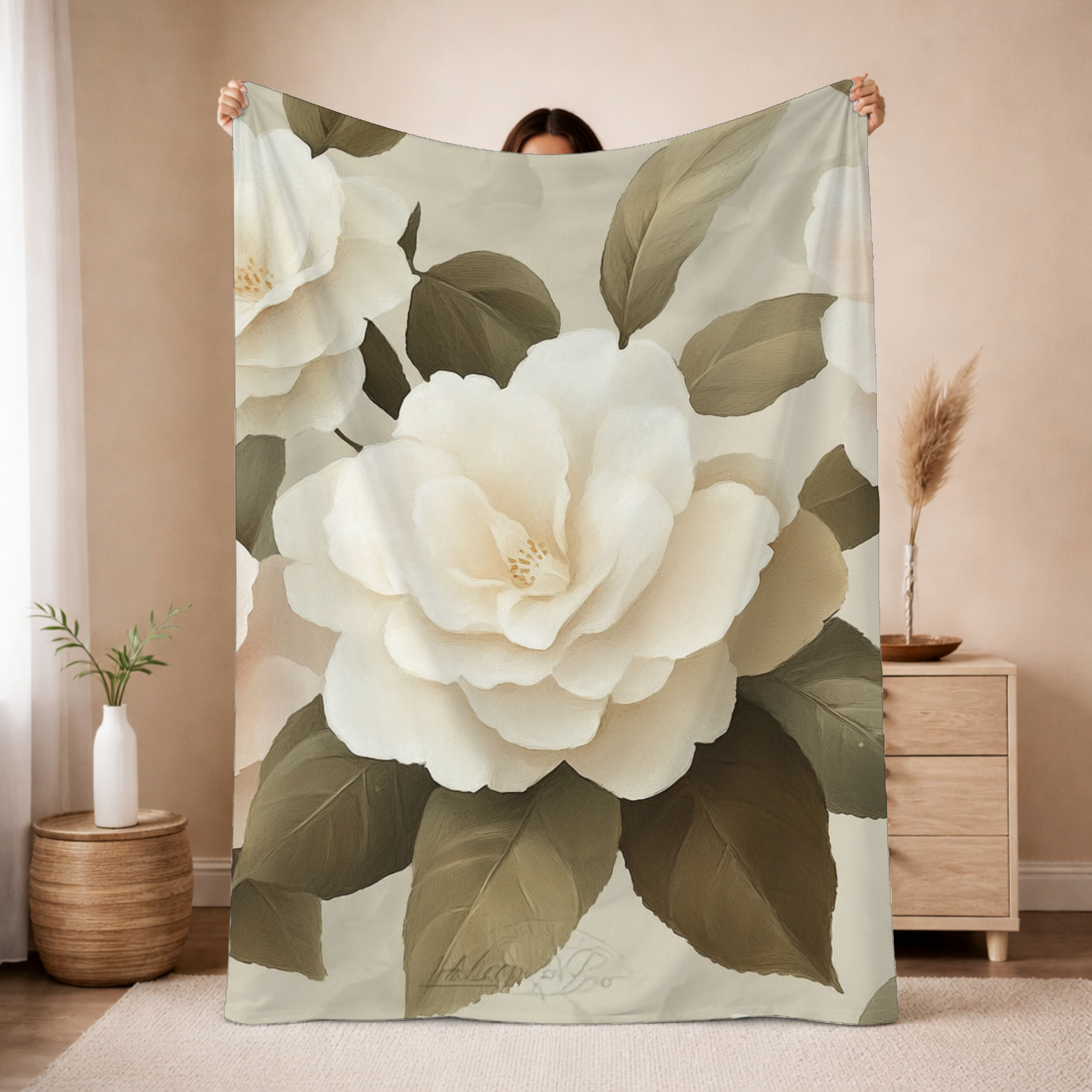 Personalized Velvet Bloom Sherpa Blanket with Custom Name