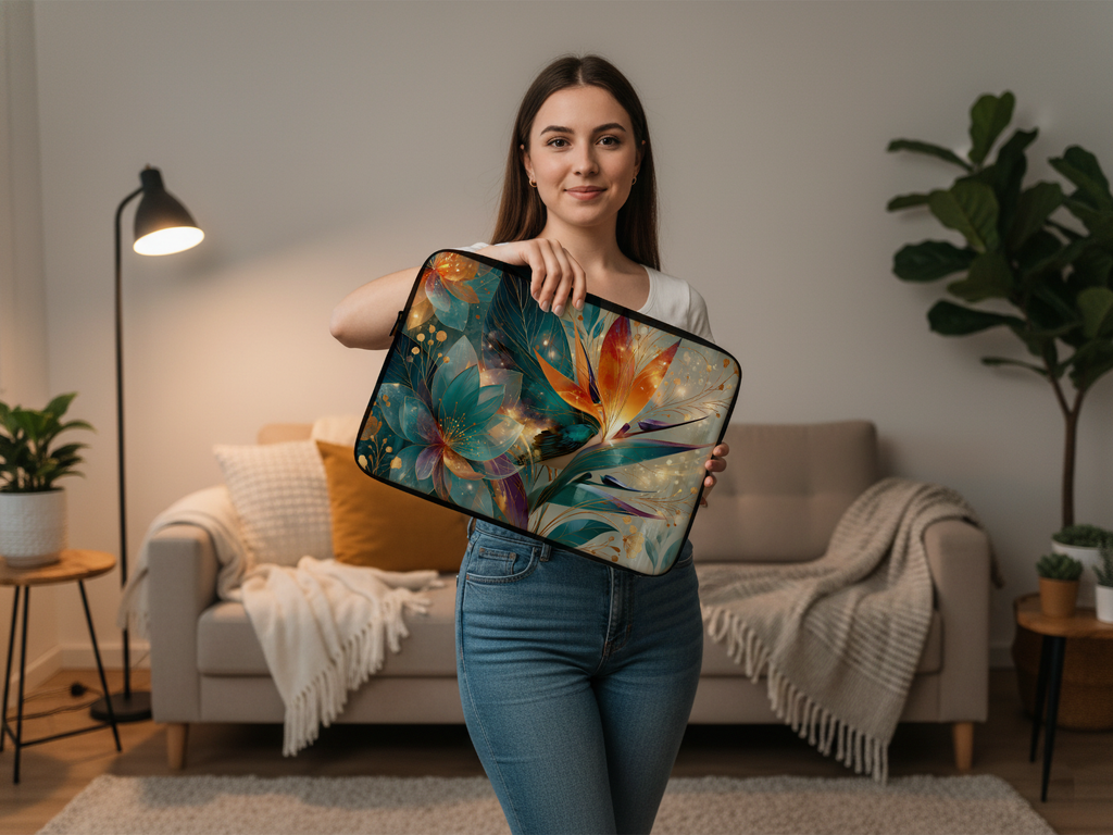 Personalized Floral Laptop Sleeve for Nature Lovers Custom Botanical Tech Case