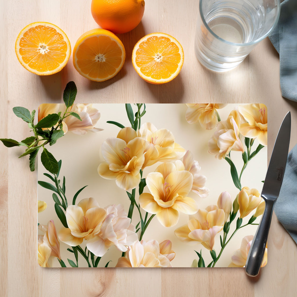 Freesia Garden Keepsake Glass Board Customized for Charming Floral Home Styling