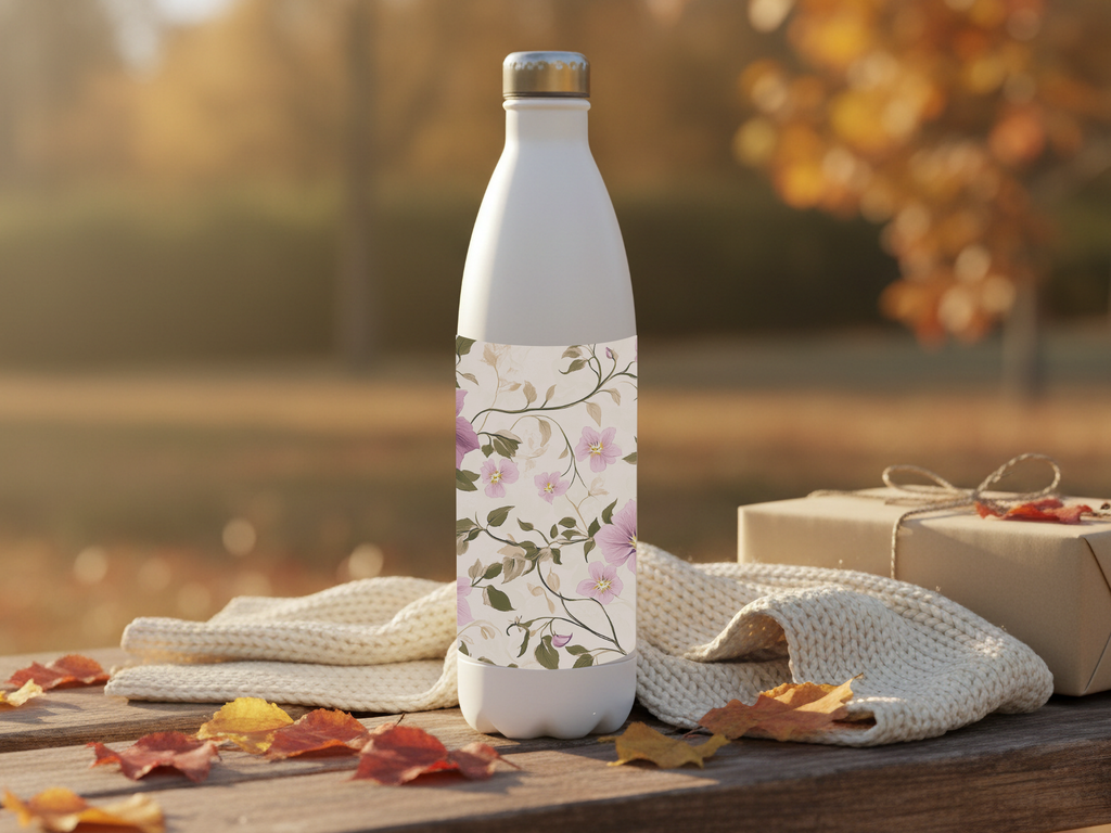 Clematis Vine Retreat Water Bottle with Personalized Name