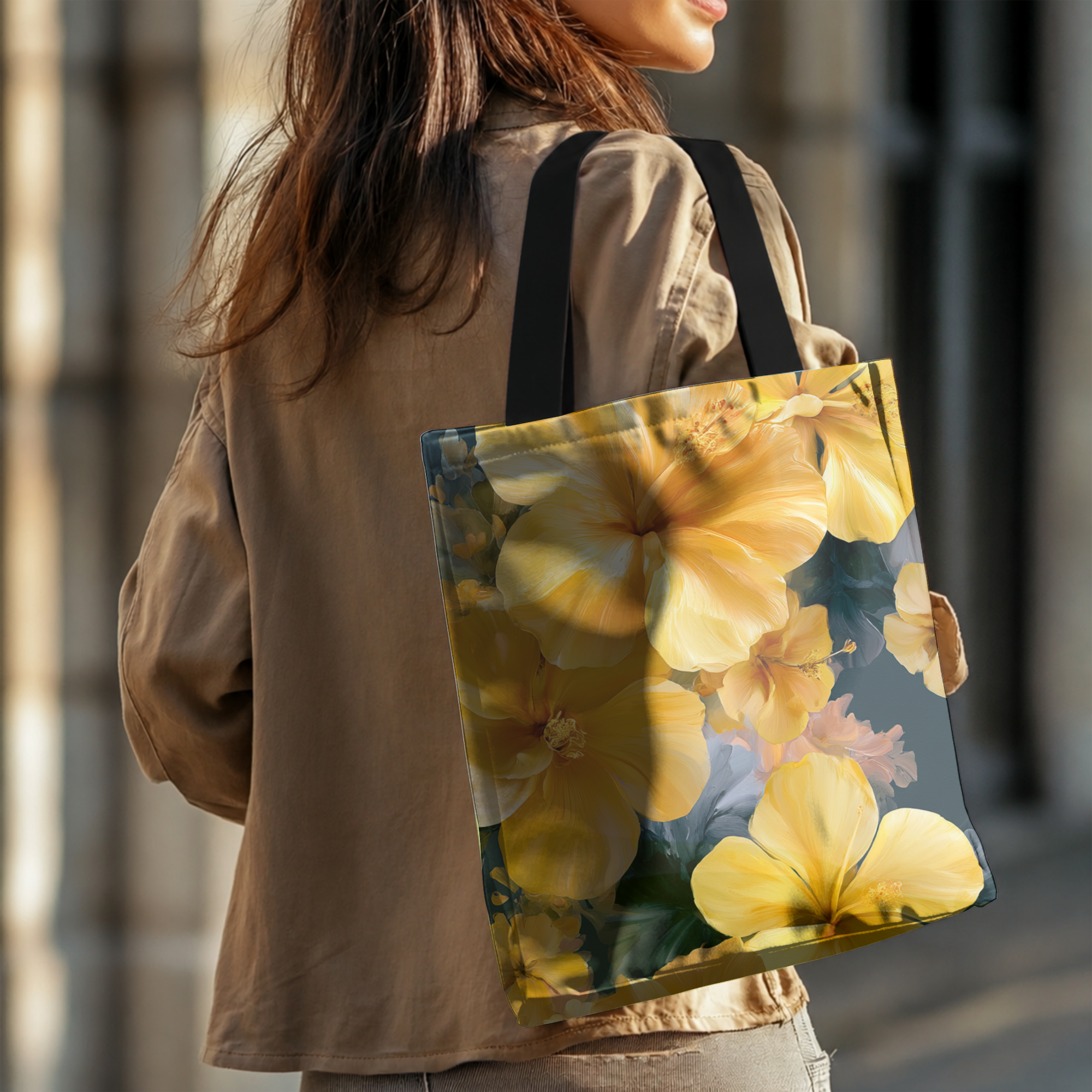 Custom Botanical Market Tote with Personalized Name for Shopping, Travel & Everyday Carry