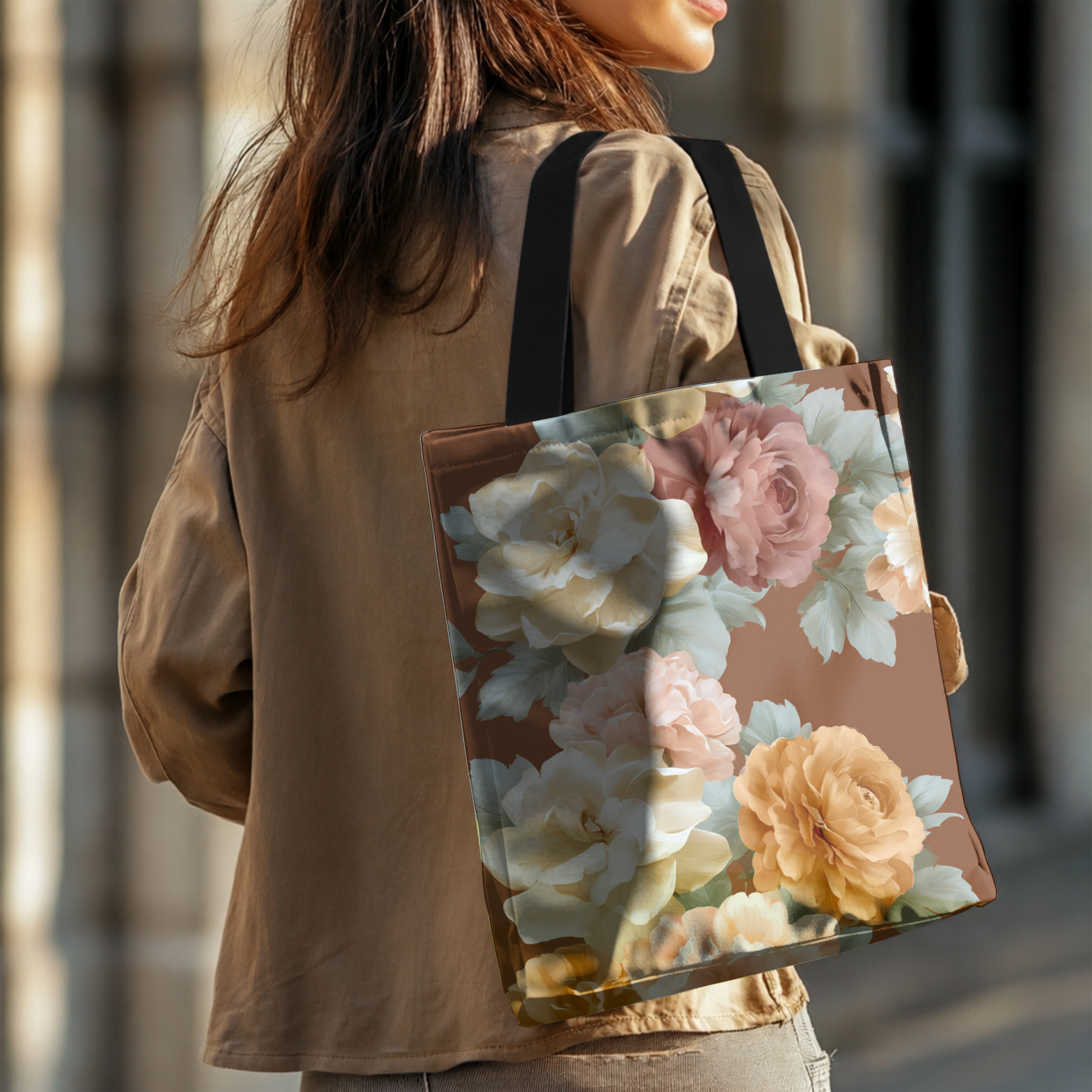 Custom Botanical Shopper Tote Bag with Personalized Name for Everyday Adventures