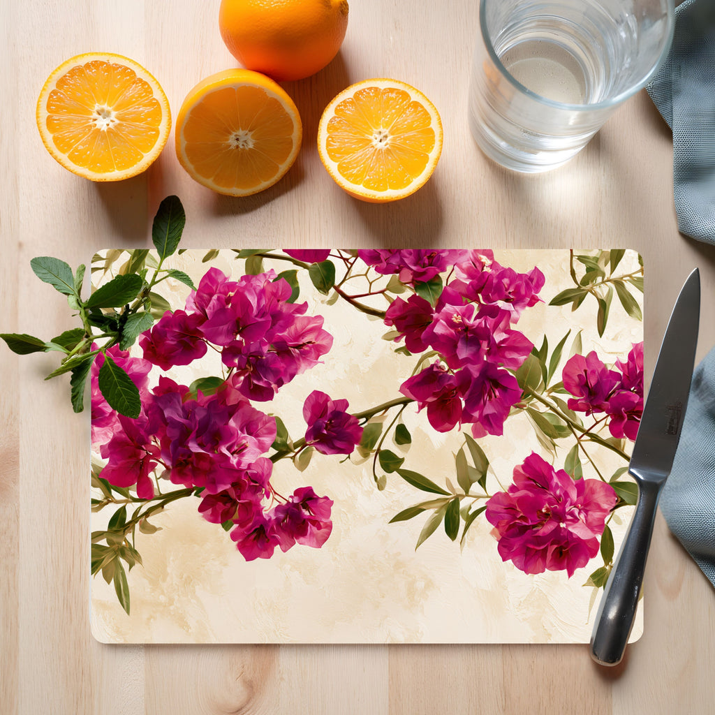 Bougainvillea Bloom Glass Cutting Board Personalized for Vibrant Garden Kitchens