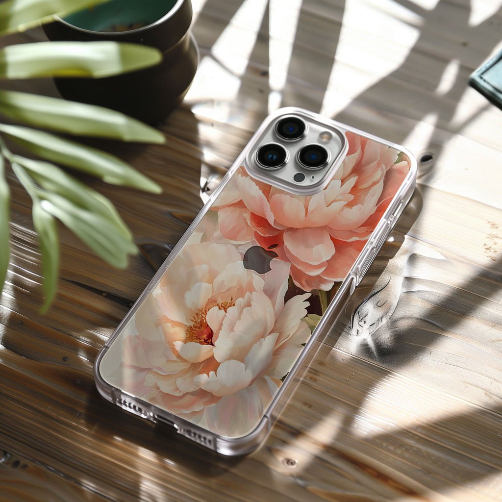Custom Peony iPhone Case with Personalized Name & Botanical Elegance