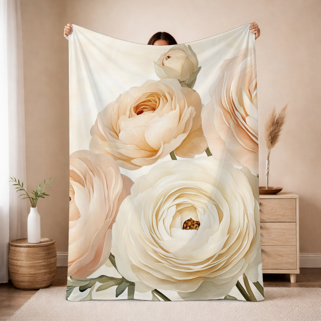 Personalized Morning Bloom Sherpa Blanket with Custom Name
