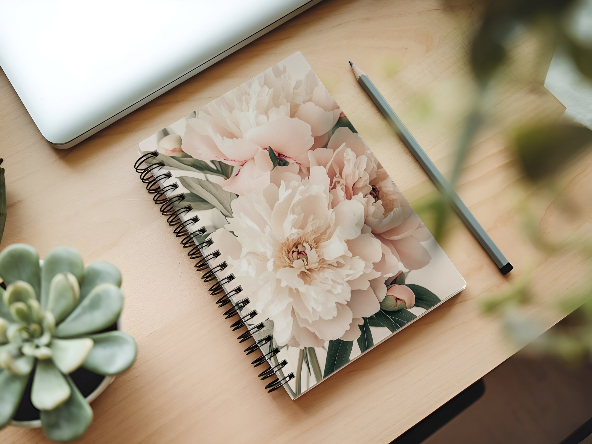 Peonies Spiral Notebook Personalized for Grand Bloom Inspirations
