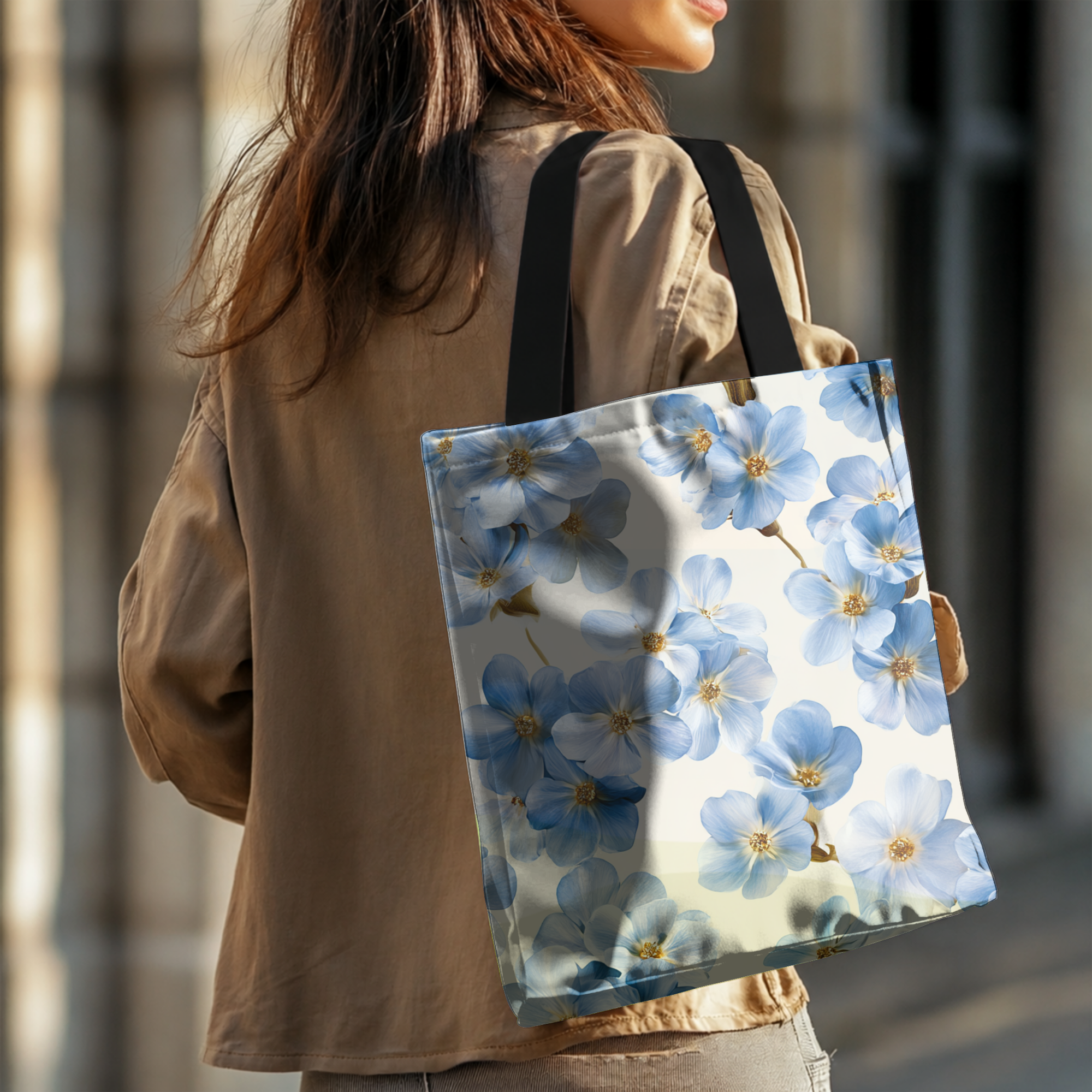 Custom Hibiscus Tote Bag with Personalized Name for Shopping, Travel & Work