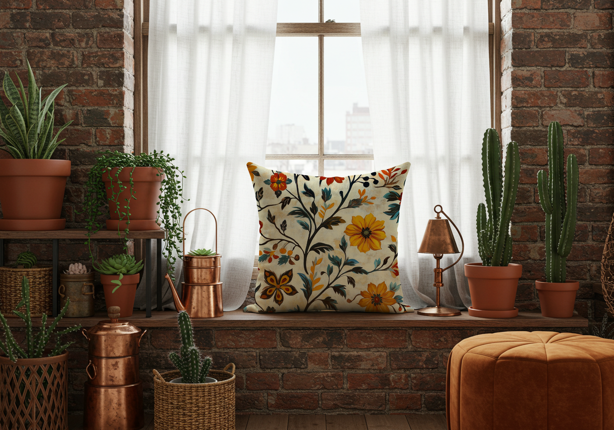 Personalized Vintage Floral Tapestry Pillow with Custom Name