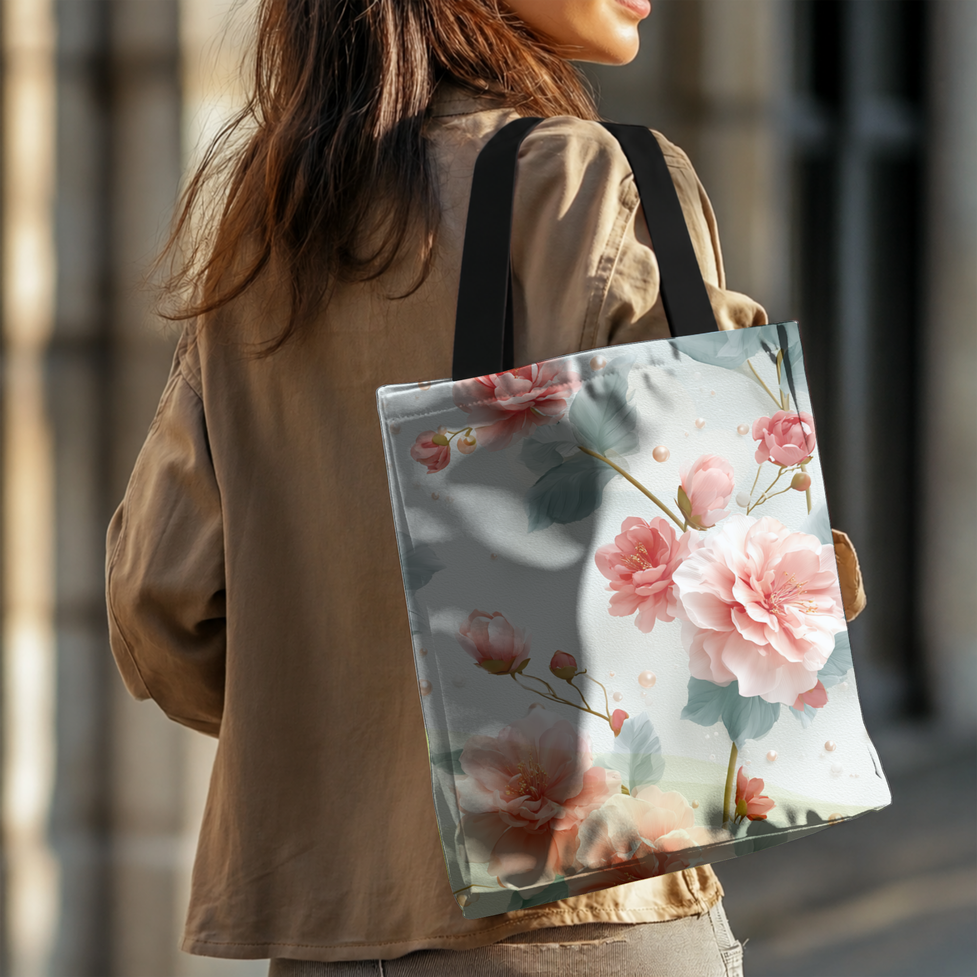Personalized Bloom Tote Bag with Custom Name for Shopping, Travel & Daily Adventures
