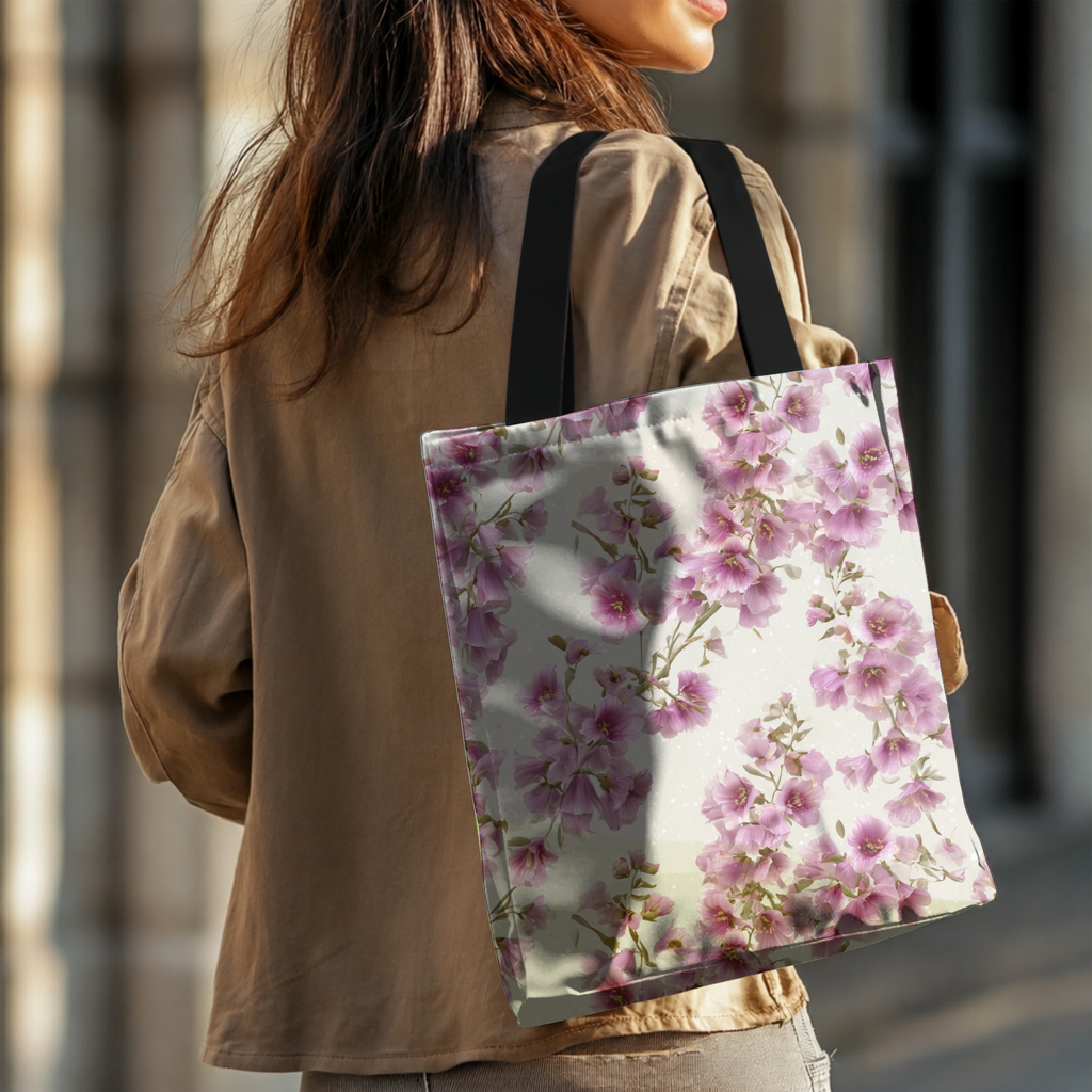 Custom Floral Carryall Tote Bag with Personalized Name for Shopping & Travel