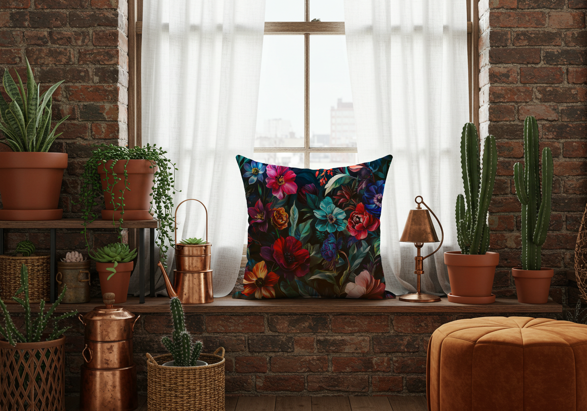 Personalized Botanical Mosaic Pillow with Custom Name