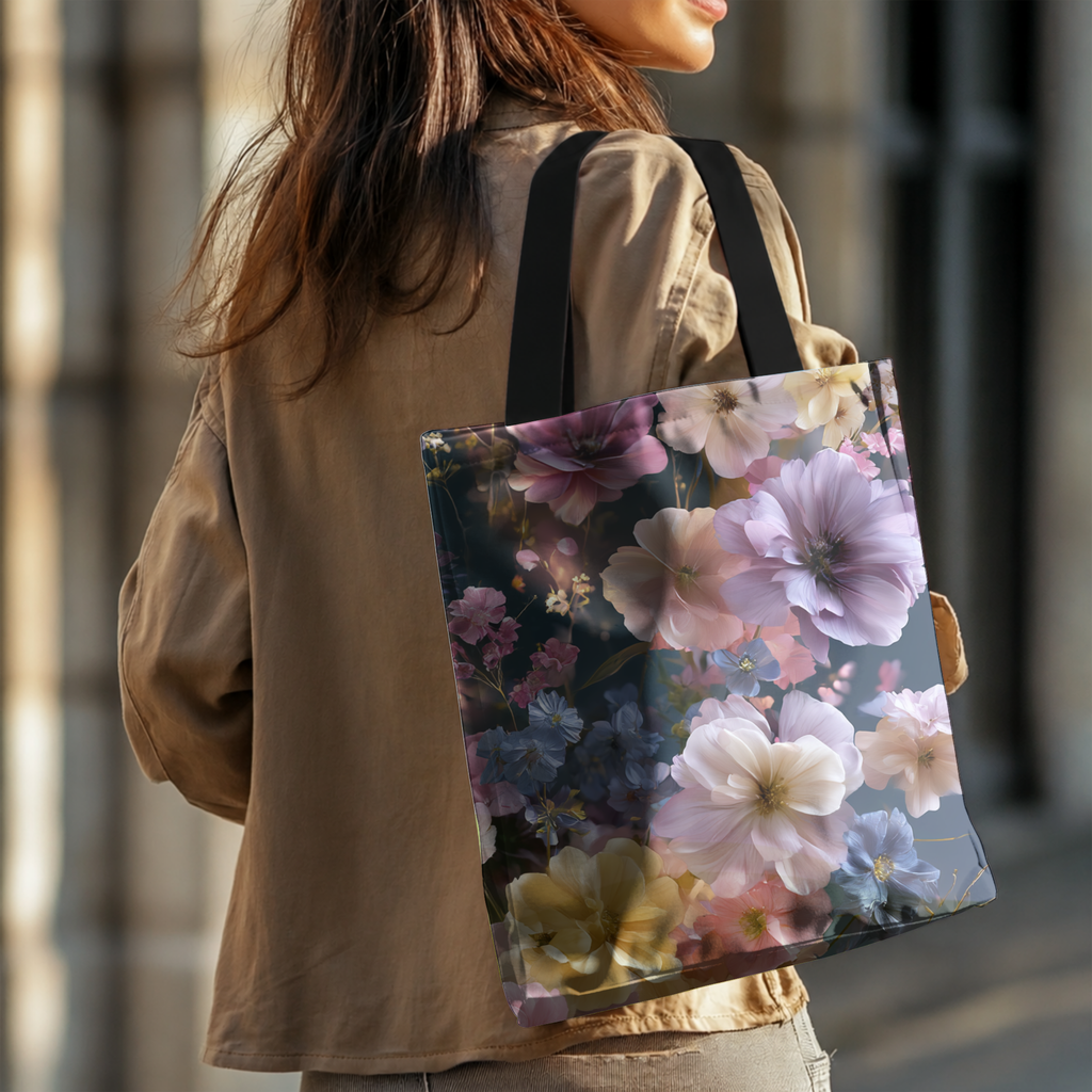Custom Floral Shopping Tote Bag with Personalized Name for Market & Daily Use
