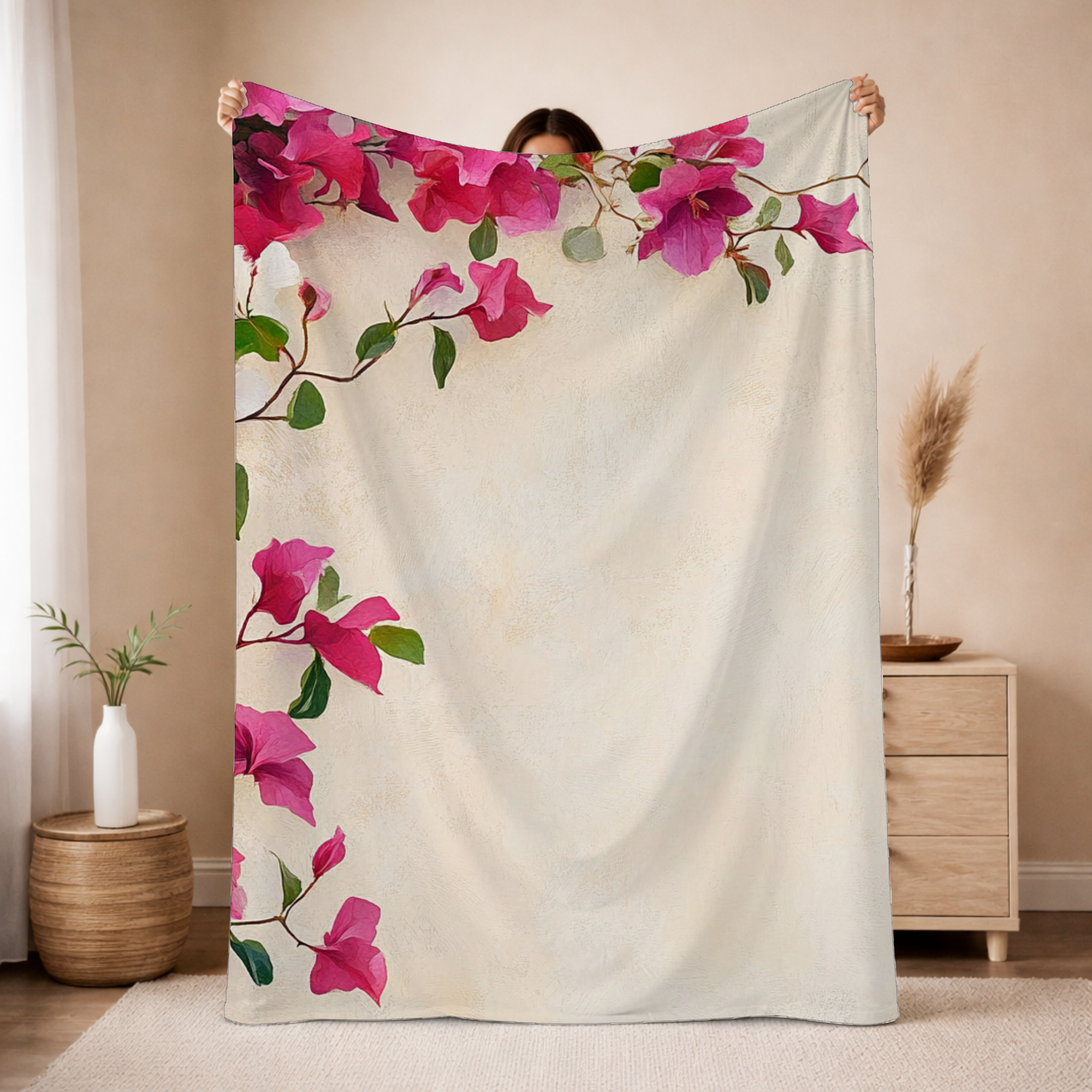 Personalized Sunlit Petals Sherpa Blanket with Custom Name