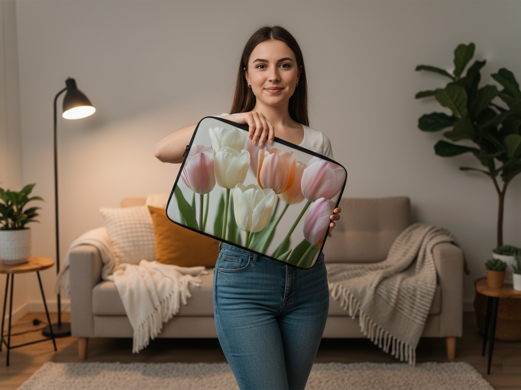 Custom Tulip Blossom Laptop Sleeve for Nature Lovers