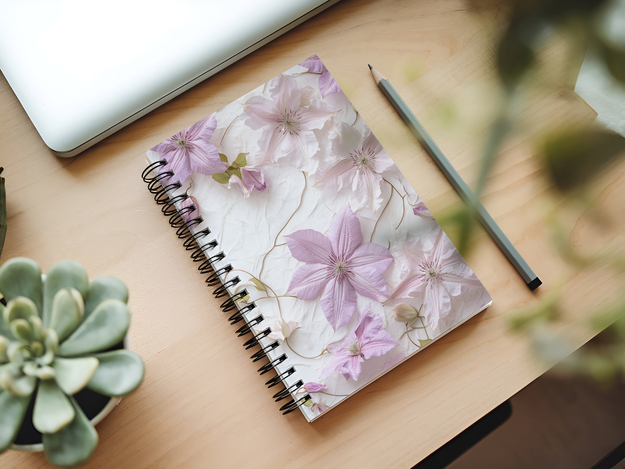 Clematis Spiral Notebook Personalized for Arbor Garden Chronicles