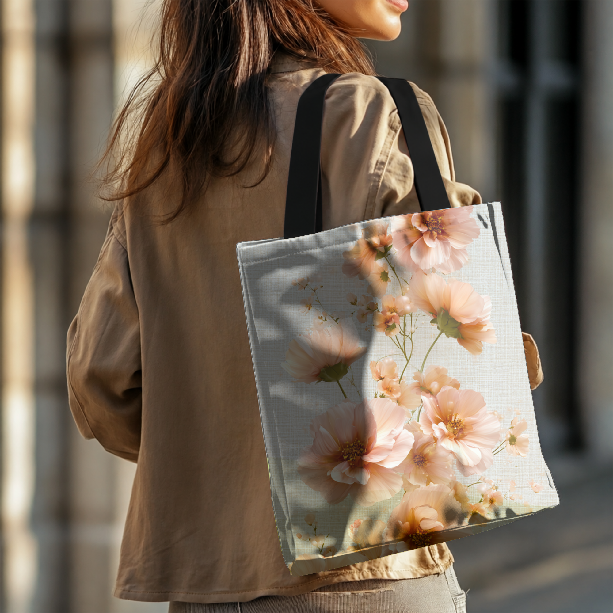 Personalized Garden Bloom Shopper Tote with Custom Name for Travel & Daily Use