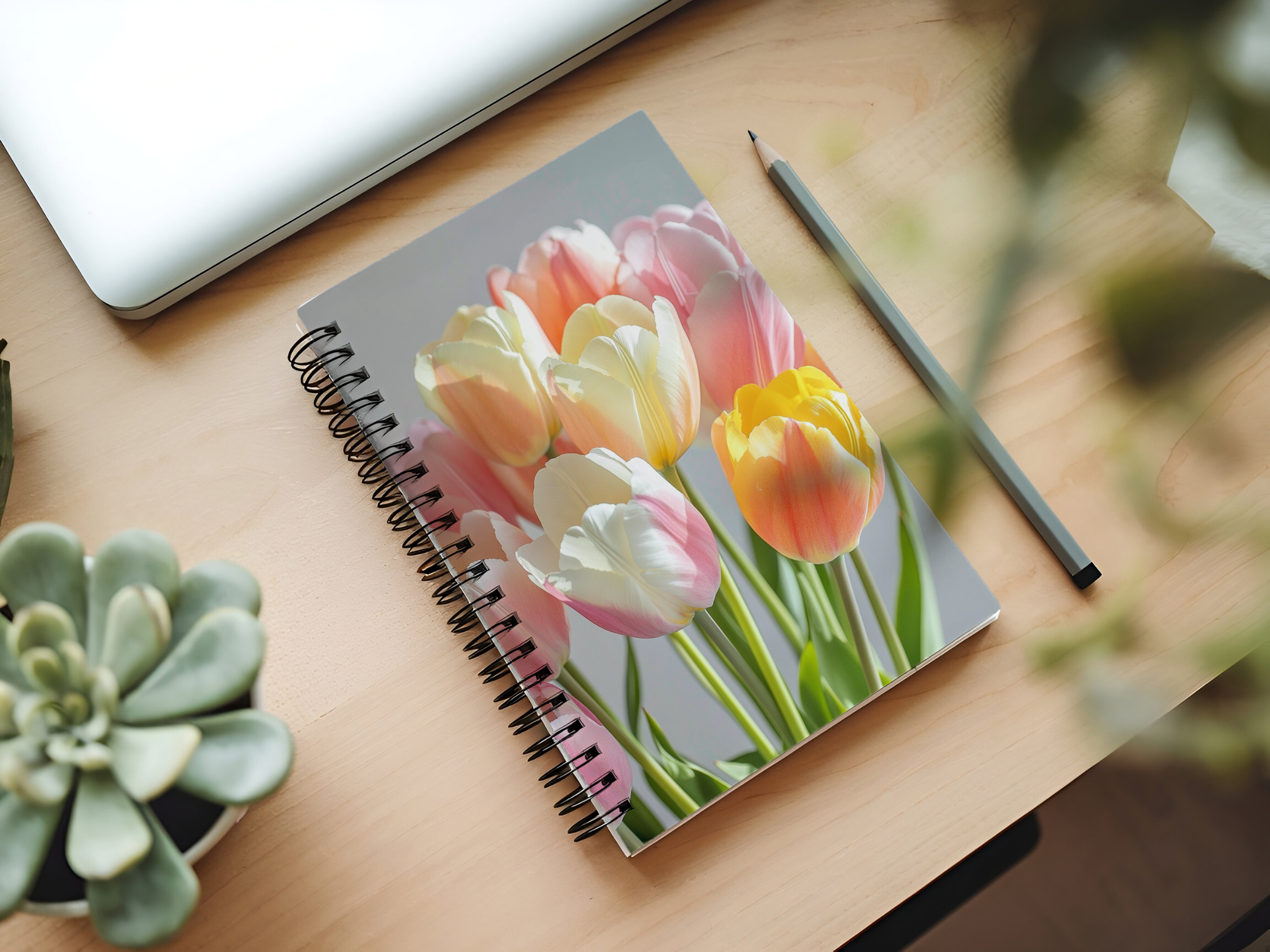 Tulip Spiral Notebook Personalized for Flower Market Daydreams
