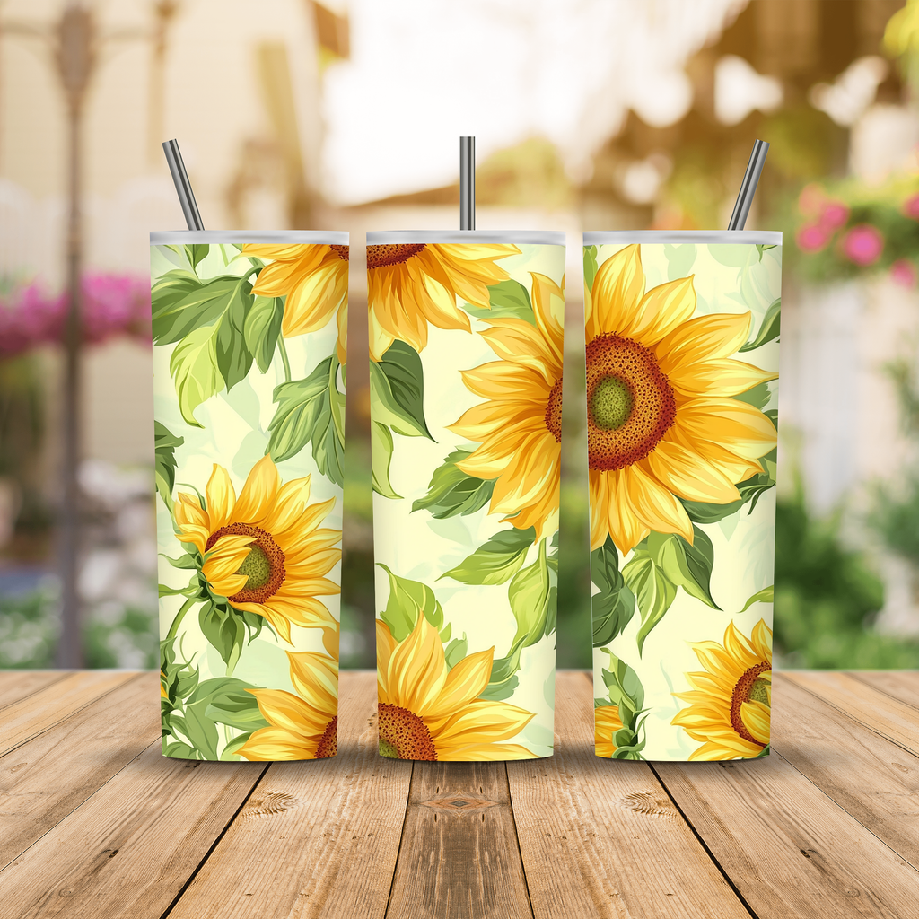 Custom Name Sunflower Tumbler, Personalized Floral Tumbler Gift