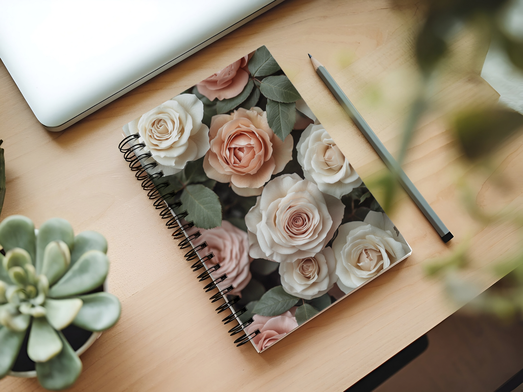 Densely Petaled Rose Spiral Notebook Personalized for Heirloom Bloom Collections