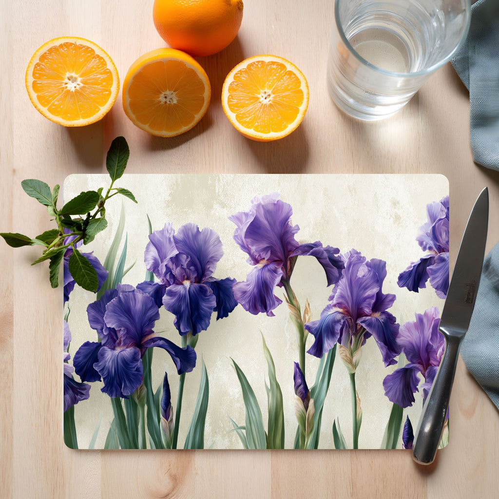 Iris Garden Glass Presentation Board Customized for Elegant Floral Entertaining