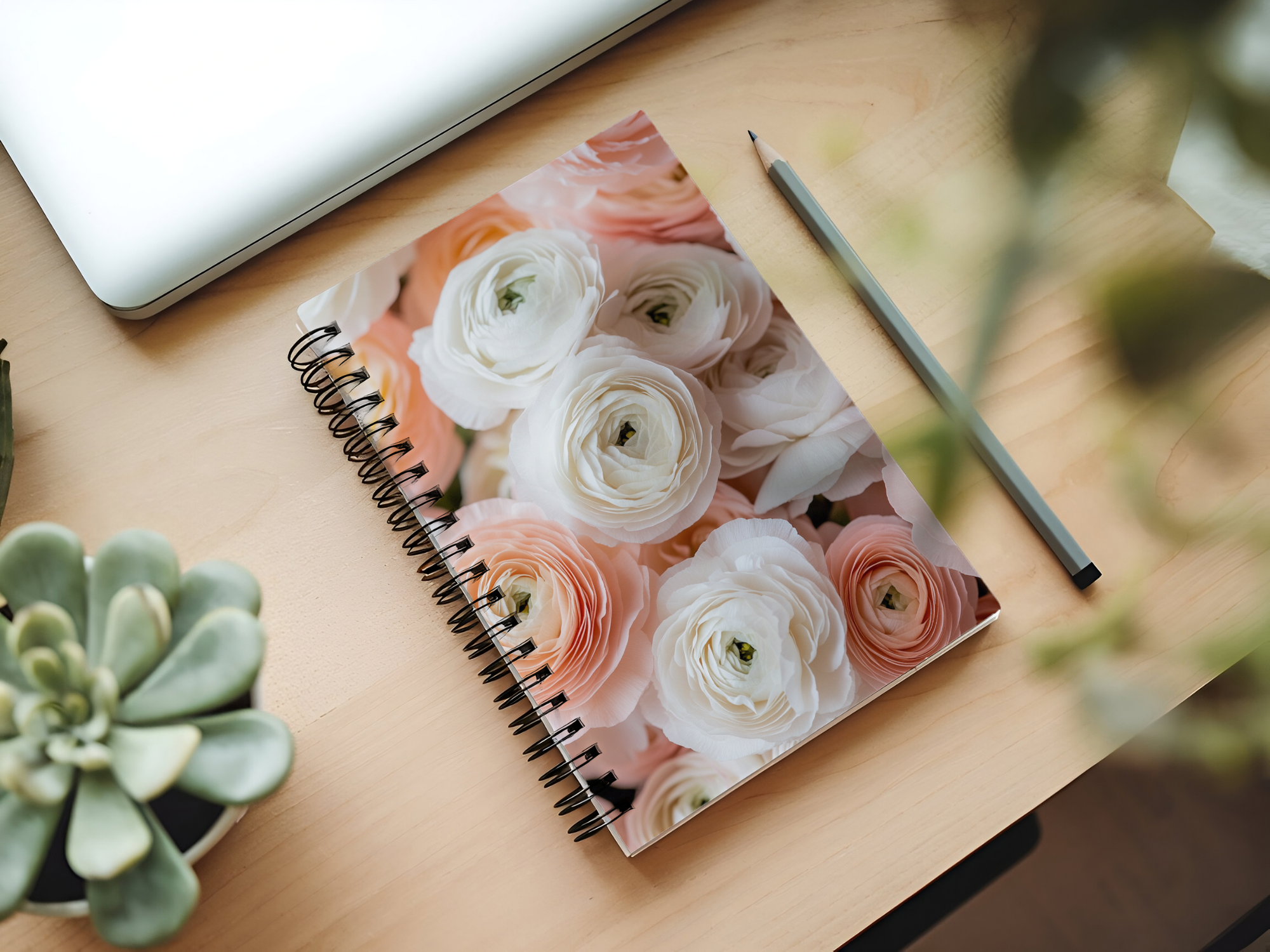 Ranunculus Spiral Notebook Personalized for Petal Layer Inspirations