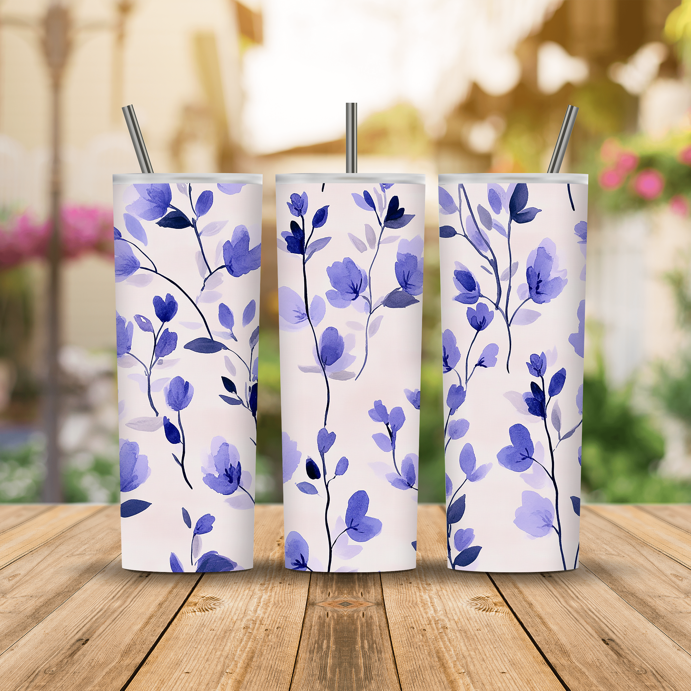 Personalized Botanical Retreat Stainless Steel Tumbler with Custom Name