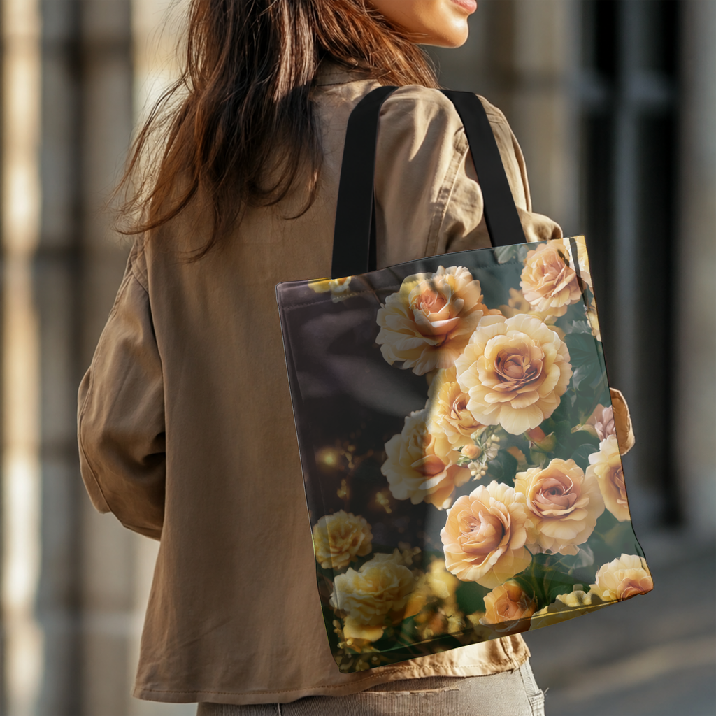 Custom Floral Gift Tote Bag with Personalized Name for Shopping & Everyday Use
