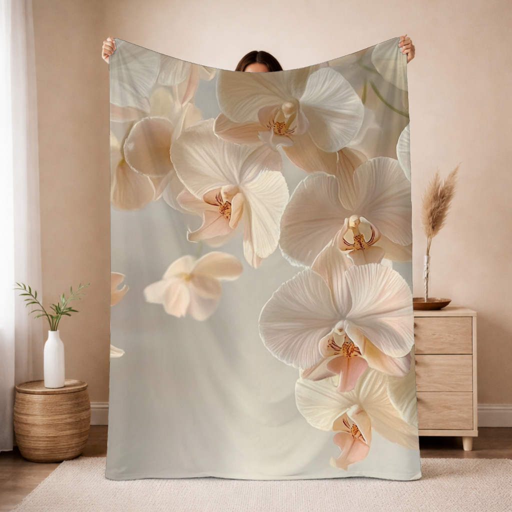 Personalized Orchid Hideaway Sherpa Blanket with Custom Name