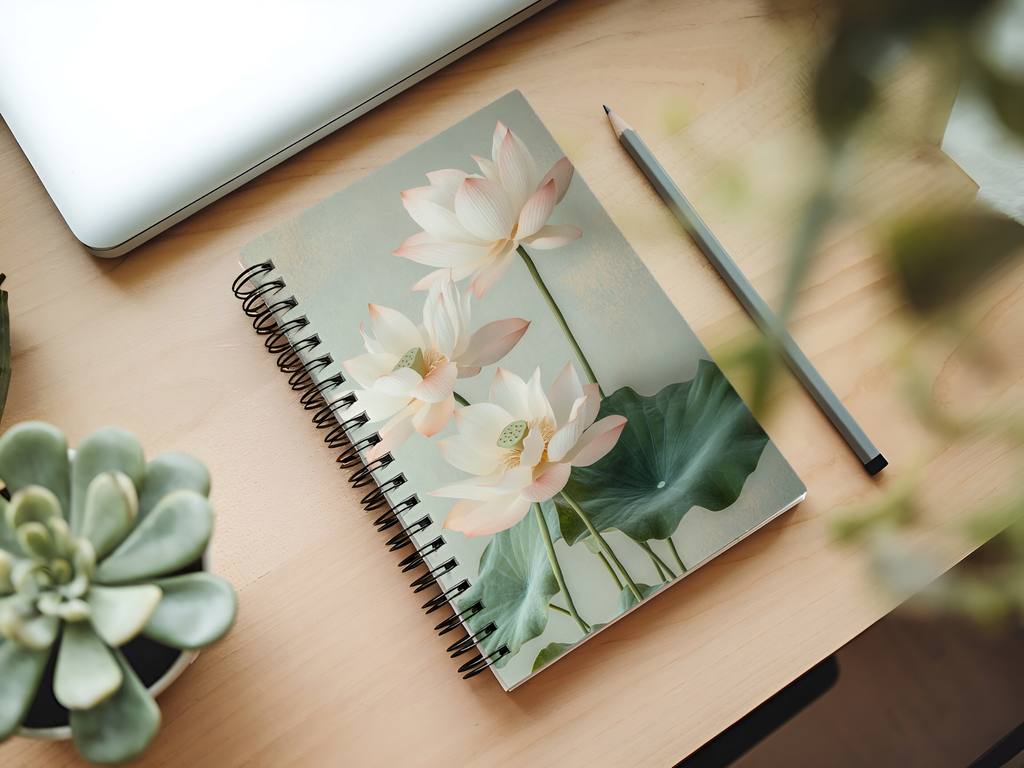 Lotus Spiral Notebook Personalized for Peaceful Pond Inspirations