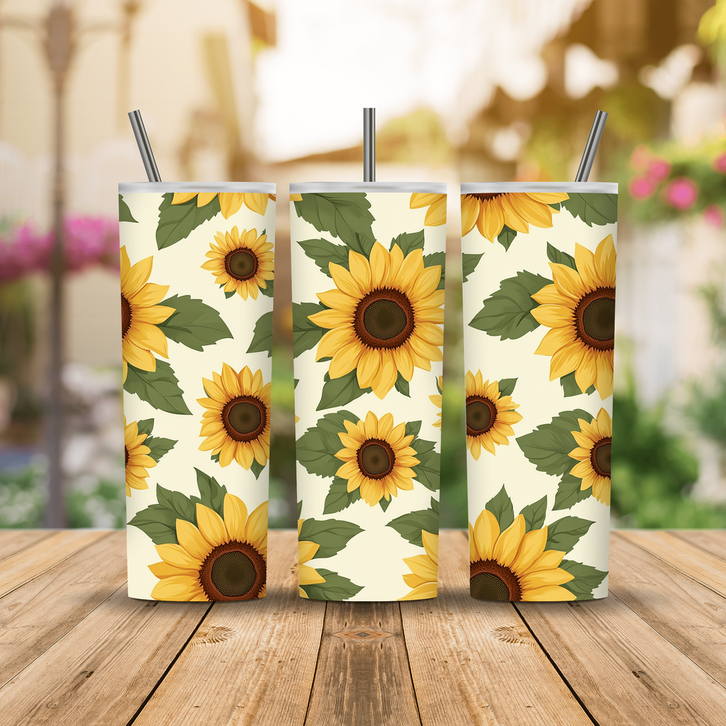 Personalized Sunflower Stainless Steel Sip Tumbler with Custom Garden Name