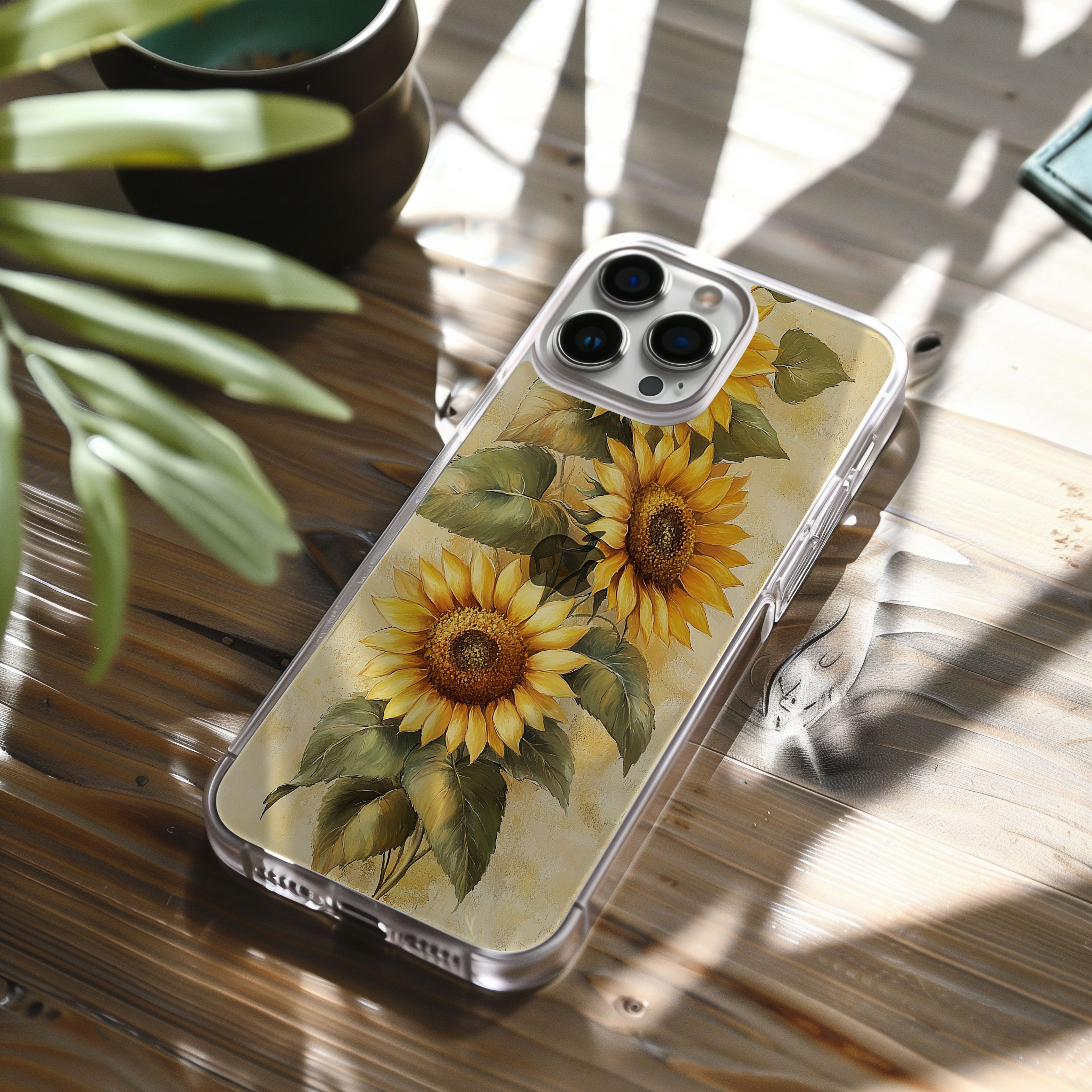Personalized Sunflower iPhone Case with Custom Name & Botanical Designer Cover