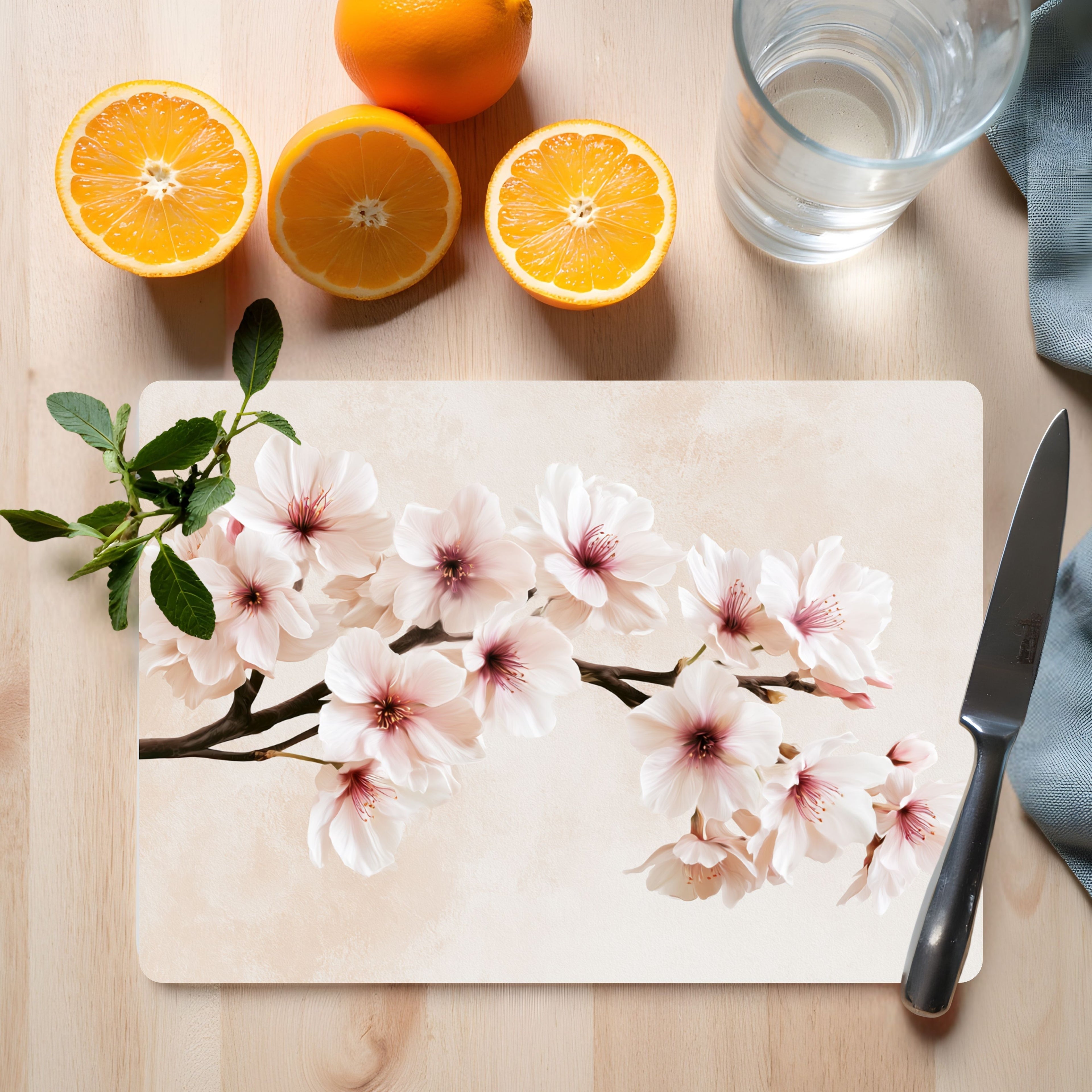 Sakura Blossom Glass Cutting Board Personalized for Serene Kitchen Elegance