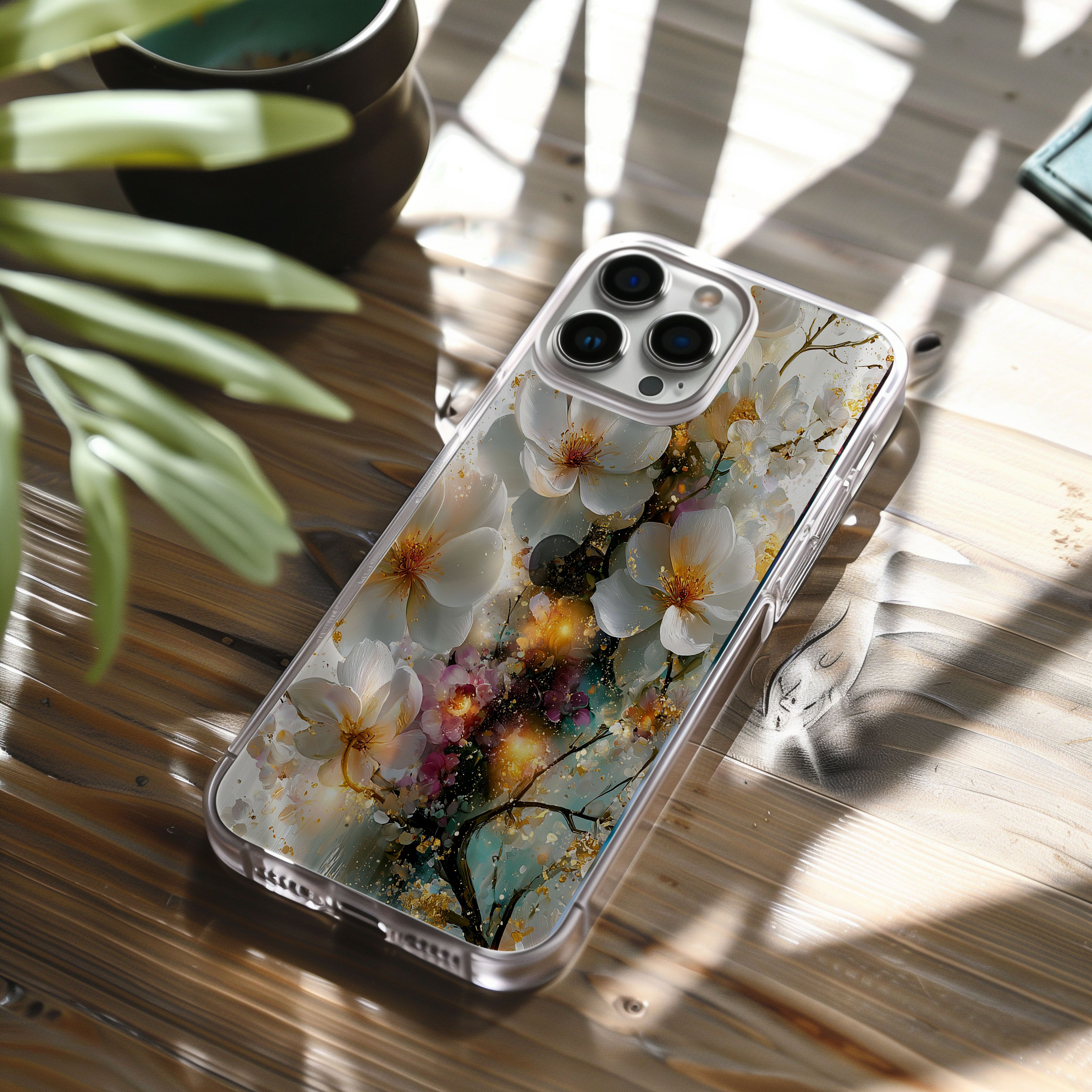 Personalized White Floral iPhone Case with Custom Name