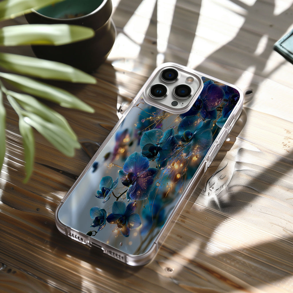 Custom Orchid iPhone Case with Personalized Name & Luxury Botanical Cover
