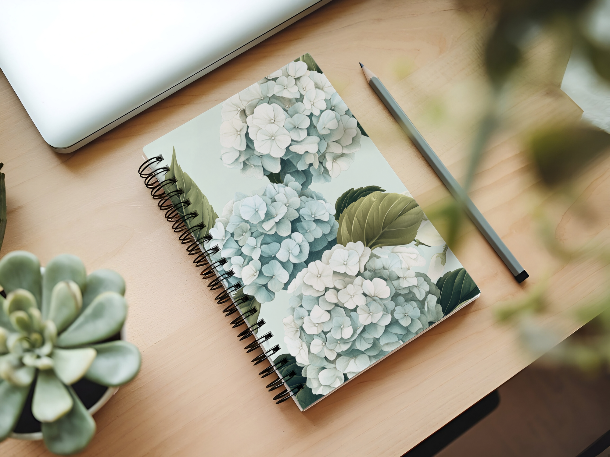 Hydrangeas Spiral Notebook Personalized for Trellis Bloom Collections