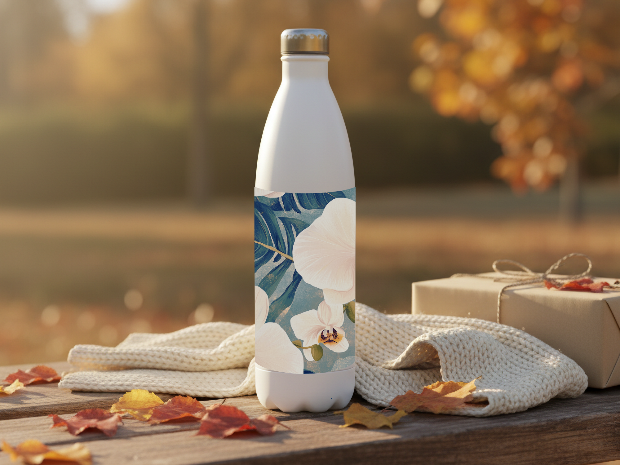Orchid Stainless Steel Water Bottle Personalized for Tropical Garden Escapes