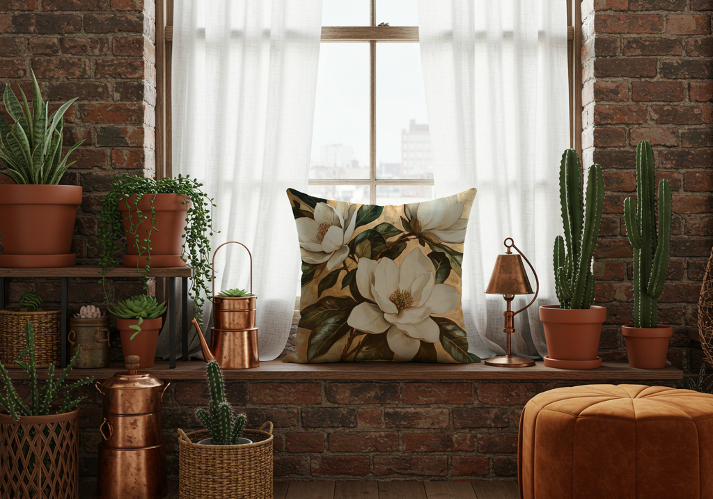 Personalized Magnolia Heritage Pillow with Custom Name