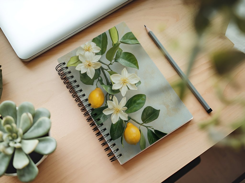Citrus Blossom Spiral Notebook Personalized for Orchard Breeze Reflections