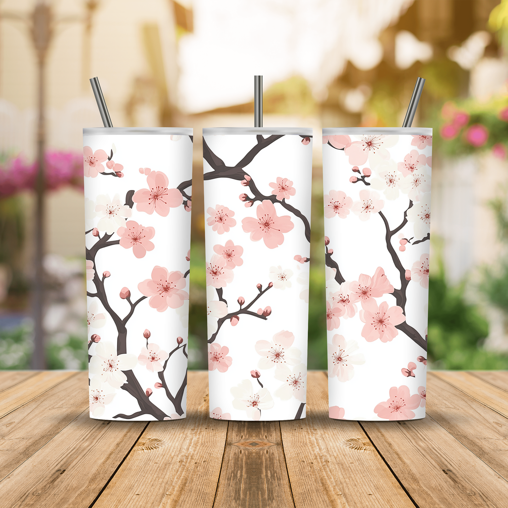 Personalized Floral Travel Mug with Handle | Custom Name Stainless Steel Coffee Mug Gift