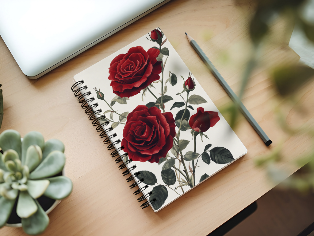 Red Roses Spiral Notebook Personalized for Classic Romance Notes
