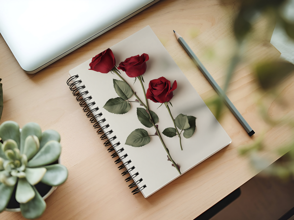 Romantic Rose Spiral Notebook Personalized for Moonlit Garden Letters